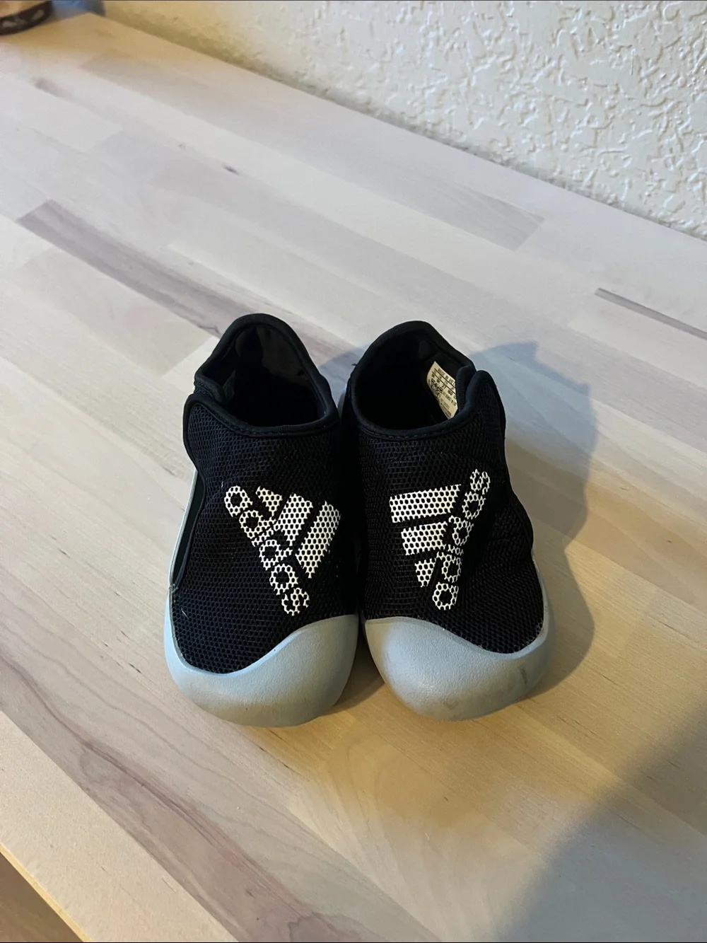 adidas Black Kids Slip-On Water Shoes with Gray Toe